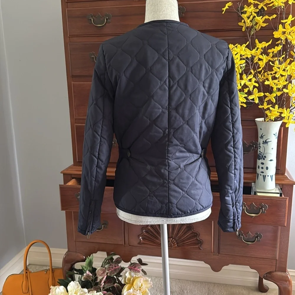 H&M L.O.G.G. Diamond Quilted Navy Jacket Size 8 - Picture 6 of 13